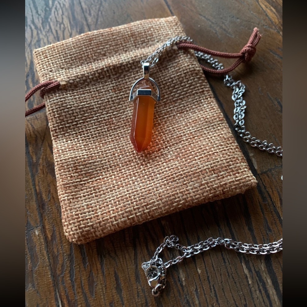 Carnelian Necklace Carnelian Pendant Crystal Point Necklace Crystal Necklace
